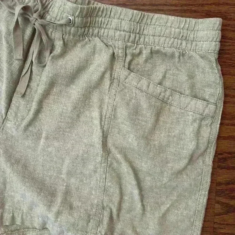 GAP Linen Elastic Waist Tie Front Shorts with Pockets Size XXL 2XL Chino Linen - Picture 9 of 10